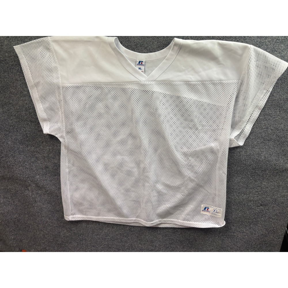 Russell Athletic Practice Jersey Mens XL White Mesh V-Neck Training Shirt